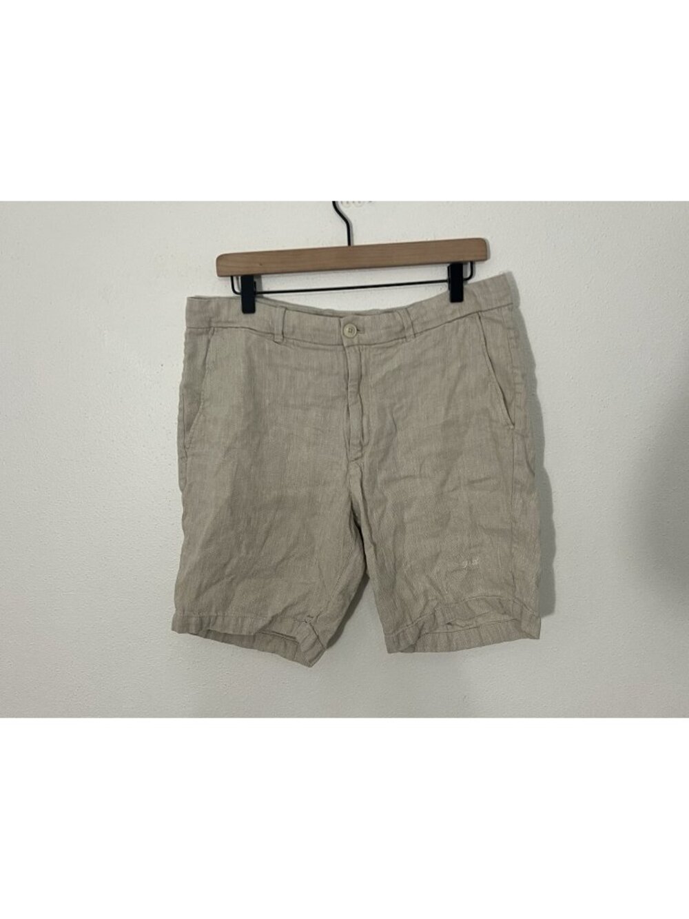 Porter And Ash Mens Shorts Cream Ivory Linen Blend Size 36